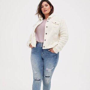 TORRID Trucker Jacket - Faux Shearling White Size 2XL